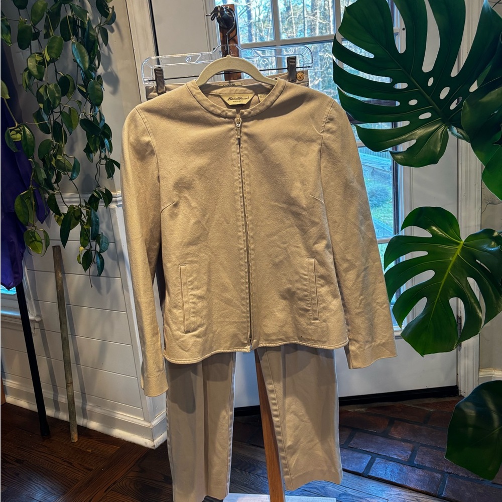 Eddie Bauer Tan Zip-Up Jacket and Pants Set